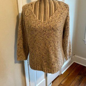 Pointelle V-Neck Pullover Sweater
